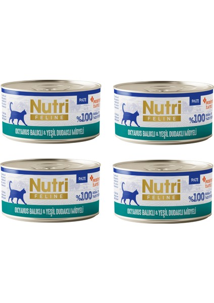 Okyanus Balıklı ve Midyeli Pate Tahılsız Yetişkin Kedi Konservesi 70 Gr. x 4 Adet