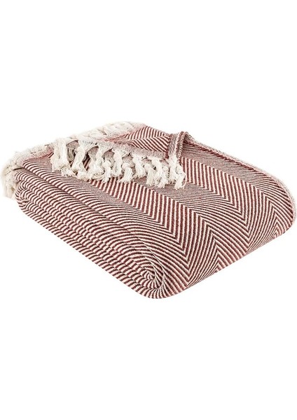 Pamuklu Kaymaz Koltuk Örtüsü Desenli 200X230 cm Kanepe Çekyat Bezi Kiremit