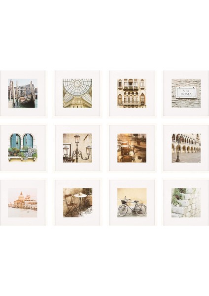 Perfect 12 Parça Beyaz Kare Fotoğraf Çerçevesi Galeri Duvar Kiti Dekoratif Sanat Baskıları ve Asma Şablonu ile