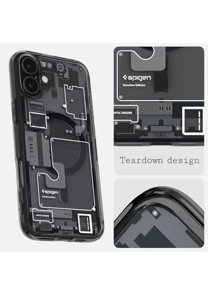 16 Ince Kılıf Ultra Sararma Karşıtı Duraclear™ Hava Kanalı Teknolojisi™ Askeri Sınıf Koruma Magfit Zero One Tasarım Kapak - ACS08208 modelleri