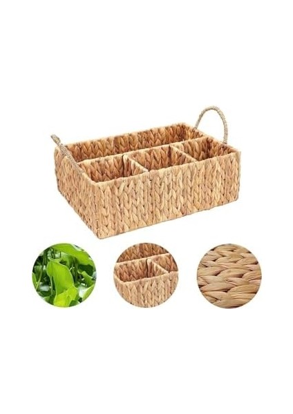 El Yapımı Hasır Dikdörtgen Çok Amaçlı 4 Bölmeli Dolap Düzenleyici (43X30X13CM) fiyatları