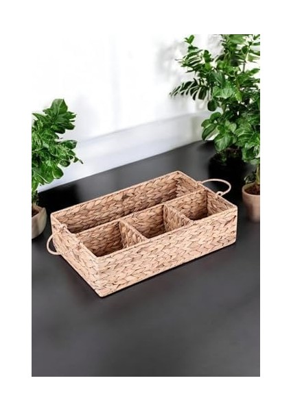 El Yapımı Hasır Dikdörtgen Çok Amaçlı 4 Bölmeli Dolap Düzenleyici (43X30X13CM) modelleri