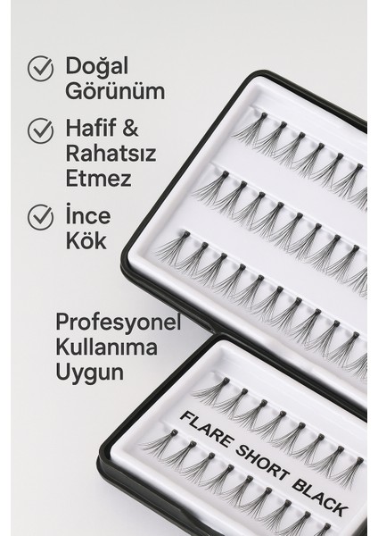 RO96 Flare Short Black Takma Kirpik 60’lı Set – Doğal & Yoğun Etki modelleri