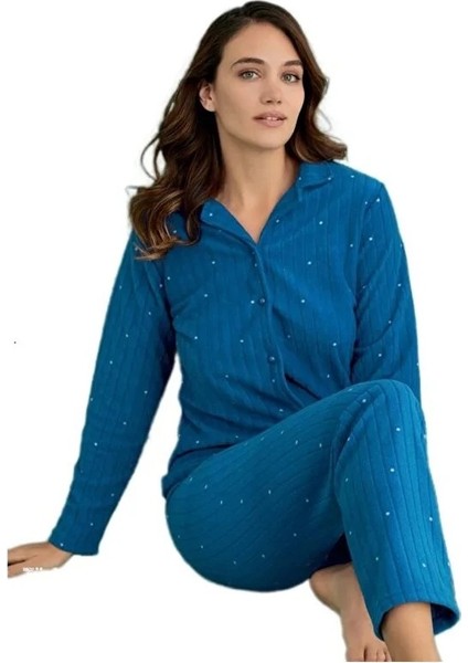 Minel Collection Kadın Pijama Takımı Uzun Kollu Yumuşak Dokulu Esnek ve Rahat Ev Giyim S/2xl