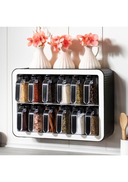 Lüks 12&apos;li Takımı, Kaşıklı Kapaklı ve Kendinden Yapışkanlı (Siyah-Beyaz)