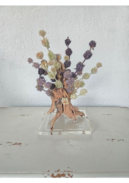 El Yapımı Doğal Kök Dekor – Epoksi Tabanlı Mor ve Beyaz Yapay Çiçek Tasarımı modelleri