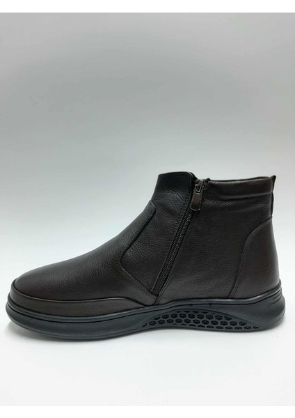 Hakiki Deri Bağcıksız Fermuarlı Esnek Kauçuk Tabanlı Içi Tüylü Kahverengi Kışlık Erkek Bot C-8951343RTTO modelleri