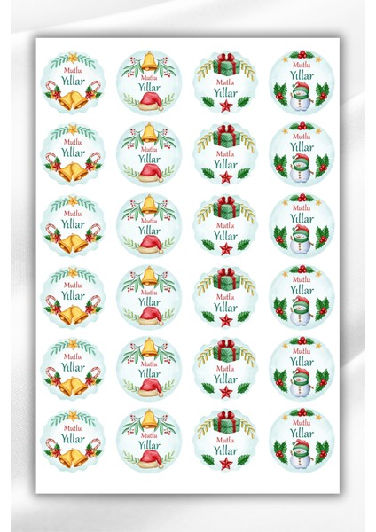 Mutlı Yıllar /yılbaşı/sticker 4 cm 72 Adet - Yeni Yıl Yılbaşı Sticker Hediyelik fiyatları