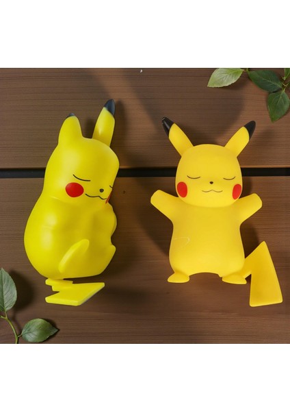 2 Adet Pokemon Pikachu LED Işıklı Karakter Mod Gece Lambası Çocuk Odası Süsü Doğum Günü Hediyesi Set
