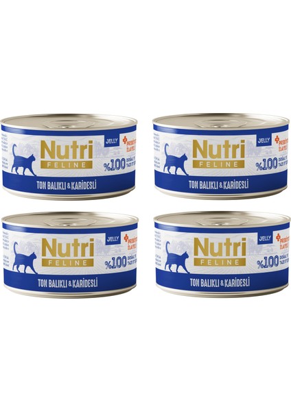 Ton Balıklı ve Karidesli Jöleli Tahılsız Yetişkin Kedi Konservesi 70 Gr. x 4 Adet