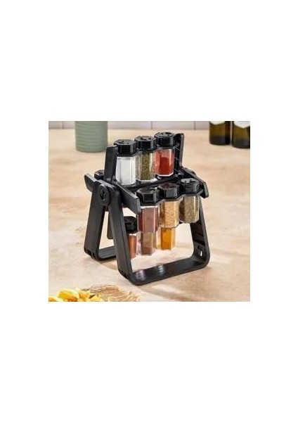 , 12&apos;li Şişeli Set, Siyah Plastik Raf, Duvara Monte Edilebilir