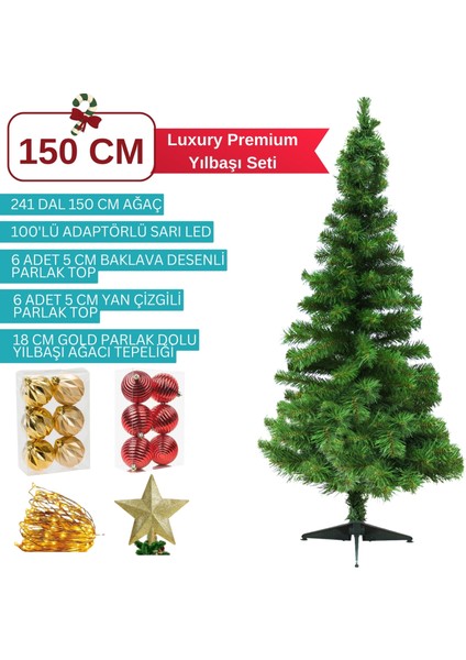 150 cm Yılbaşı Ağacı Seti (5'li Set)