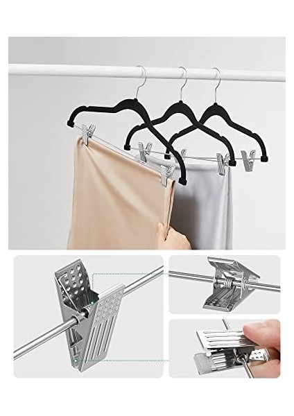 Askısı Kadife, 12&apos;li Set, Etek Askısı, 42,5 cm Genişliğinde, Ayarlanabilir Klipsli, Kaymaz, Yer Tasarruflu, Manto, Için, Siyah CRF12B fiyatları