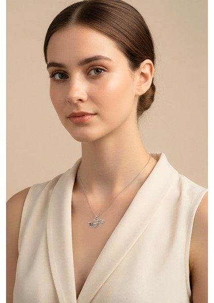 Mmif Kalp Anahtar Kolye Ucu ve Gümüş Kaplama Kolye Kadın