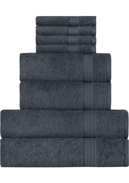 My Mürdüm Madame D&apos;or Paris, Lüks 2 Havlusu, 2 El Havlusu ve 4 Mutfak Havlusu, Ring Pamuklu Için Yüksek Emici Havlu, Duş Havlusu 8 Parça Havlu Seti, Gri