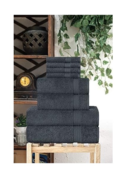 My Mürdüm Madame D&apos;or Paris, Lüks 2 Havlusu, 2 El Havlusu ve 4 Mutfak Havlusu, Ring Pamuklu Için Yüksek Emici Havlu, Duş Havlusu 8 Parça Havlu Seti, Gri modelleri