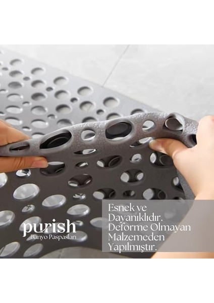 | Kaymaz Paspası | Gri | 66X36CM – Dikdörtgen Duş Matı, Küvet Paspası | Güçlü, Su Tahliyeli, Yumuşak | Yıkanabilir | Kaydırmaz Zemin Matı ( Gri) modelleri