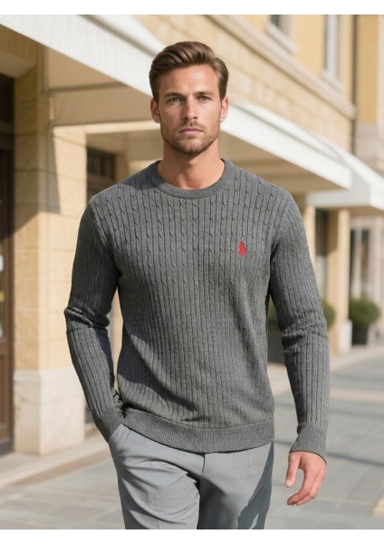 Erkek Silimfit Kesim Örme Kazak Siyah