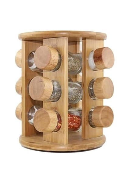 Bambu Döner Şık Seti 13 Parça, Mutfak Tezğahına Uygun Bambu Yer Kaplamayan Cam Şişe Dönerli Bambu, Bambu Takımı (Yuvarlak) fiyatları