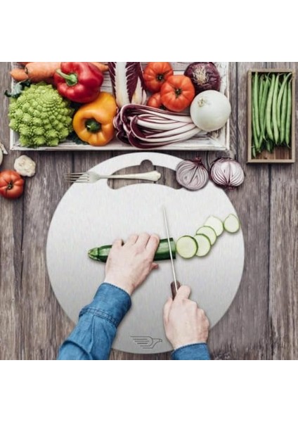 Yuvarlak Paslanmaz Çelik Kesme Tahtası Mutfak Piknik Için 304 Kalite Antibakteriyel Küf Tutmaz Temizlenir Et Sebze Meyve Doğrama Tahtası Kesme Matı 25 cm fiyatları