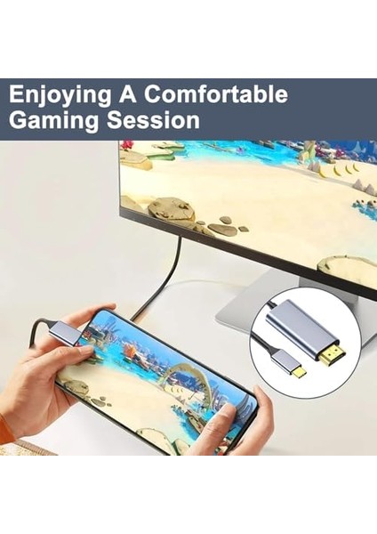 Type-C To HDMI Kablosu 4K 2m, Usb-C Erkek – HDMI Erkek, Thunderbolt 3/4 Uyumlu, Surface Pro 7/8/9, iPad Pro/air 2020/2022, Mate 40, 1.8 Metre fiyatları