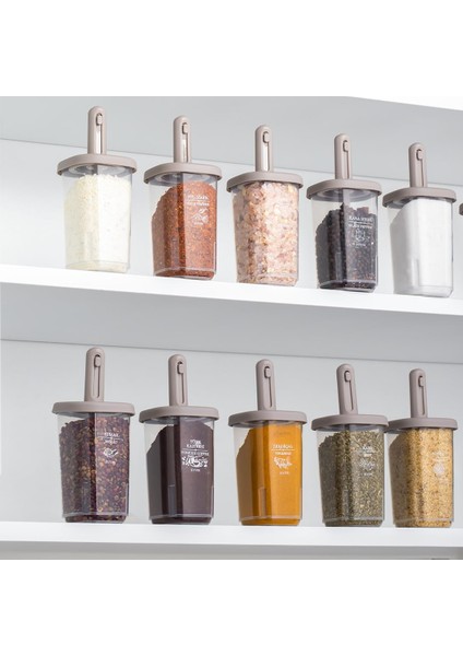 1105 Kaydırmalı Kaşıklı Sızdırmaz Kapaklı Etiketli Yağdanlıklı 14&apos;lü Seti Cappuccino