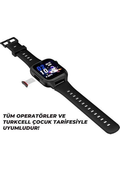 Tiger Kids Akıllı Çocuk Saati, Görüntülü Görüşme, Amoled Ekran,, S, 5mp Kamera, IP68 Su Geçirmez, Uzun Pil Ömrü, Sos, Dokunmatik Ekran, 4g, Silikon Kayış, Siyah modelleri