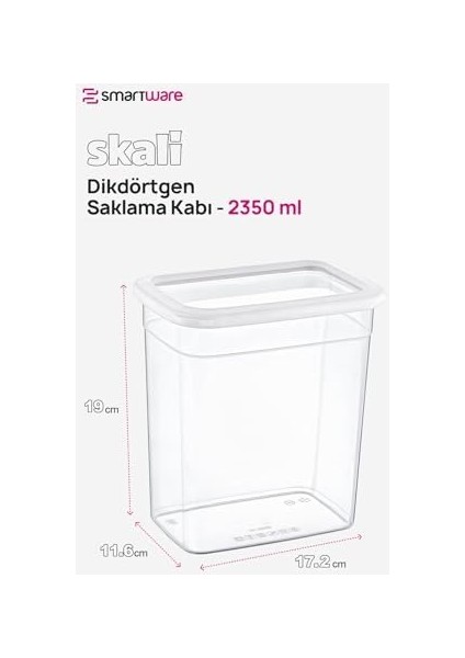 6&apos;lı Set Skali Dikdörtgen Saklama Kabı Beyaz 2350 ml - Beyaz, Çok Amaçlı Saklama Kabı fiyatları