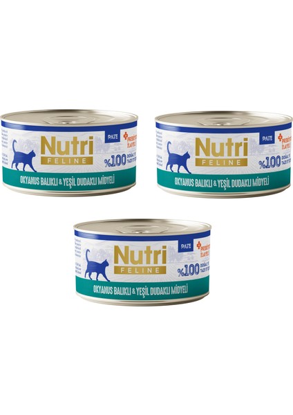Okyanus Balıklı ve Midyeli Pate Tahılsız Yetişkin Kedi Konservesi 70 Gr. x 3 Adet