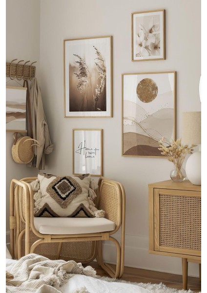 4 Parça Ahşap Çerçeve Görünümlü Mdf Tablo CRZARTEVESSASTKO49, 150 x 200