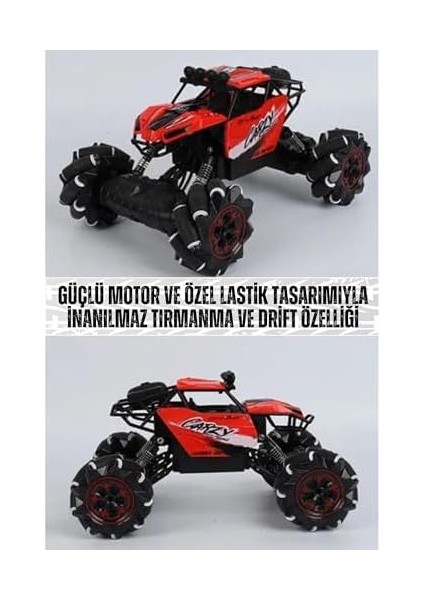 Oyuncak 2.4 Uzaktan Kumandalı 4x4 Full Fonksiyon Drif Atabilen Şarjlı Off Road Arazi Arabası Mavi- Kırmızı (Kırmızı) fiyatları