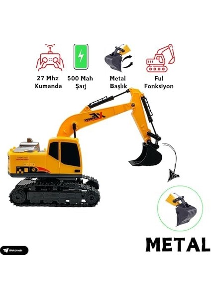 Uzaktan Kumandalı Metal Başlıklı Full Fonksiyon Şarjlı 360° Dönen Kepçe Ekskavatör LED Işıklı fiyatları