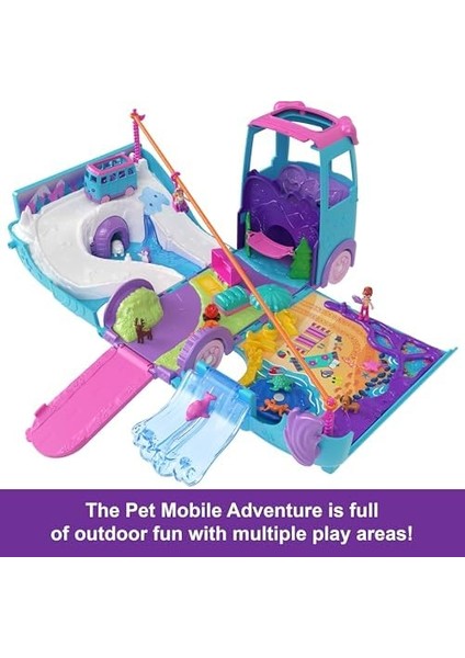 ™ Karavan ™ Polly Karavan Oyun Seti, Mikro Bebekler, Dönüştürülebilir Karavan, Evcil Hayvanlar ve Oyuncak Araba JCC22 modelleri