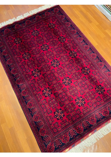 El Dokuma Afgan Halı Ince Dokumayıldız Desenli Bordo Renk 2.5 Metre Kare fiyatları