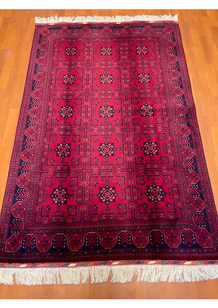 El Dokuma Afgan Halı Ince Dokumayıldız Desenli Bordo Renk 2.5 Metre Kare modelleri