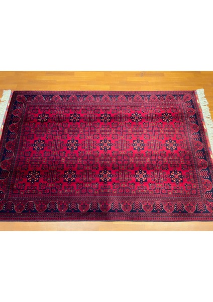 El Dokuma Afgan Halı Ince Dokumayıldız Desenli Bordo Renk 2.5 Metre Kare fırsatları