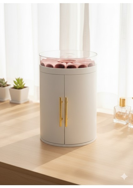 Lüks Silindir Takı ve Bijuteri Kutusu | Rulo Bölmeli Bileklik, Saat ve Aksesuar Organizeri