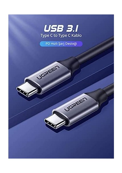 USB 3.1 Type-C To Type-C Data ve Şarj Kablosu, 1.5 Metre fiyatları