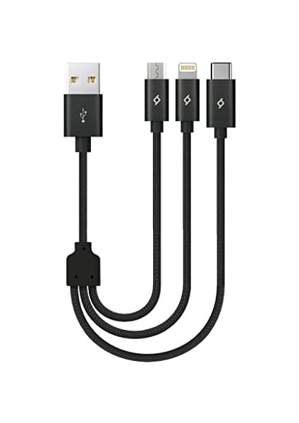 Alumicable Mini Trio Lightning Micro USB 30CM Şarj Kablosu, Siyah fiyatları