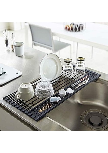 5058 Tower Katlanabilir Bulaşıklık, Siyah, Çelik/silikon, Minimalist, 42 x 26 x 0,8 cm