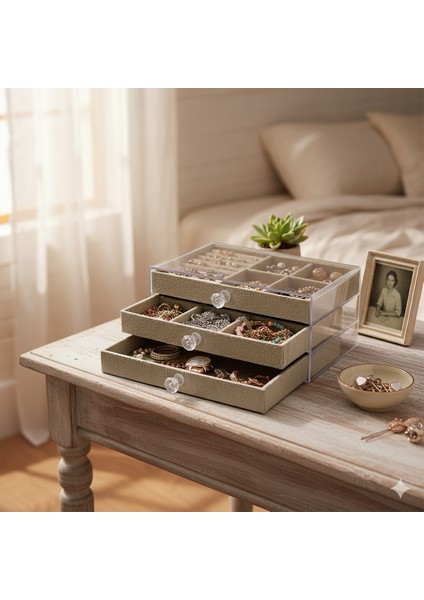 3 Çekmeceli Takı ve Bijuteri Organizeri