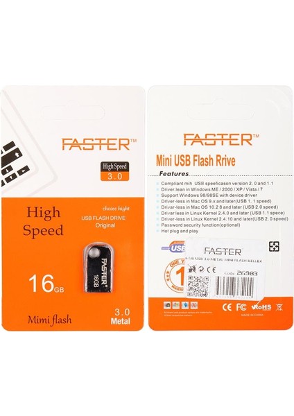 Faster 16 GB Mimi Serisi USB 3.0 Yüksek Hızlı Metal Flash Bellek fırsatları