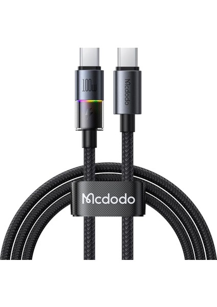 CA-8200 Type-C To Type-C 100W 7 Renkli LED Işıklı Şarj Data Kablosu modelleri