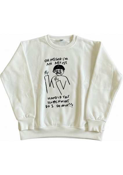 Kadın Bisiklet Yaka Artist Sanat Baskılı Sweatshirt Regular Fit Nefes Alan Baskılı Pamuklu fiyatları