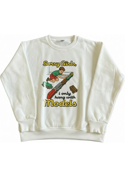 Erkek Bisiklet Yaka Sorry Girls Regular Fit Sweatshirt Nefes Alan Baskılı Pamuklu Rahat fiyatları