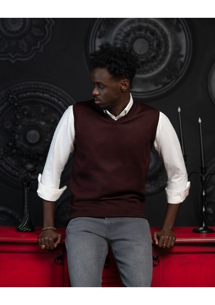 V Yaka Regular Fit Yünlü Kolsuz Triko Süveter fiyatları