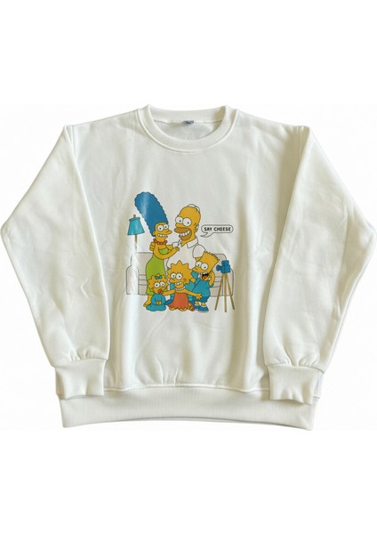 Erkek Bisiklet Yaka Simpsons Baskılı Regular Fit Sweatshirt Nefes Alan Baskılı Pamuklu Rahat fiyatları