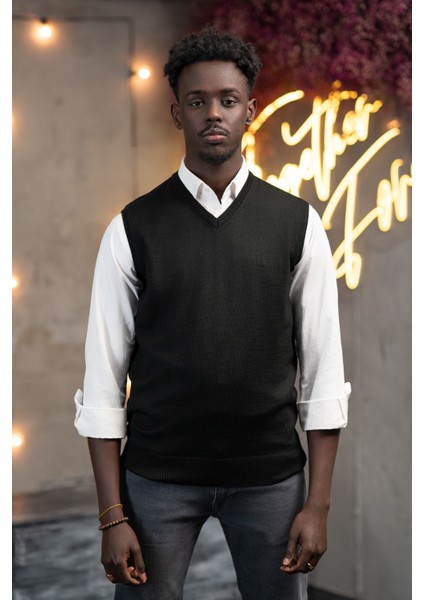 V Yaka Regular Fit Yünlü Kolsuz Triko Süveter fiyatları