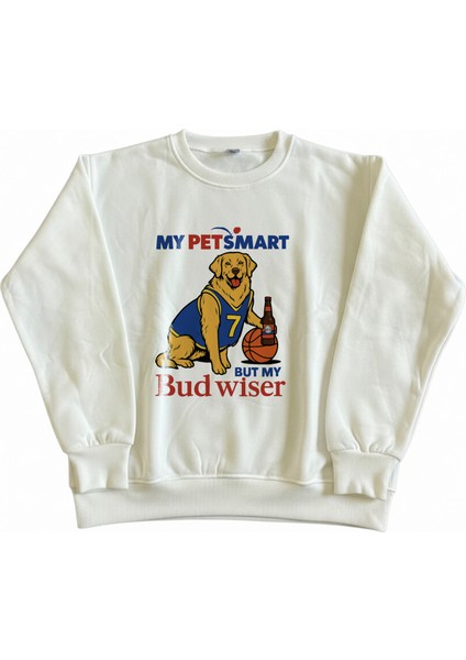 Erkek Bisiklet Yaka Budwiser Regular Fit Sweatshirt Nefes Alan Baskılı Pamuklu Rahat fiyatları