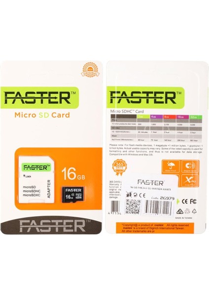 Faster 16 GB Uhs-I U1 Sınıf 10 Micro Sdhc Hafıza Kartı fırsatları